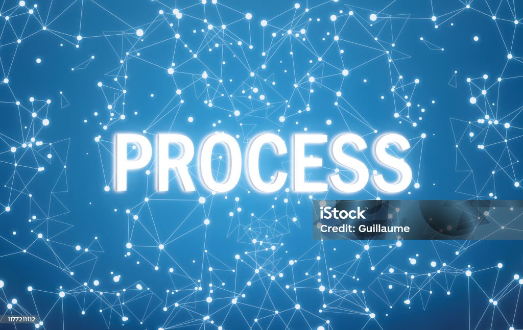 Current Process Background Process On Digital Interface And Blue Network Background Stock ...