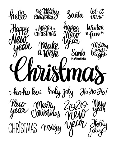 Handwritten words for Christmas and New Year