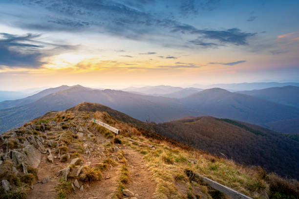 sunset in the mountains - Bieszczady National Park.