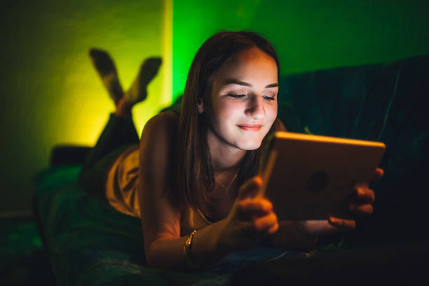 istock Woman watching movie on tablet 1177220850