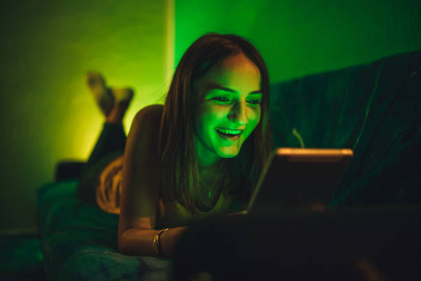 istock Woman watching movie on tablet 1177220929