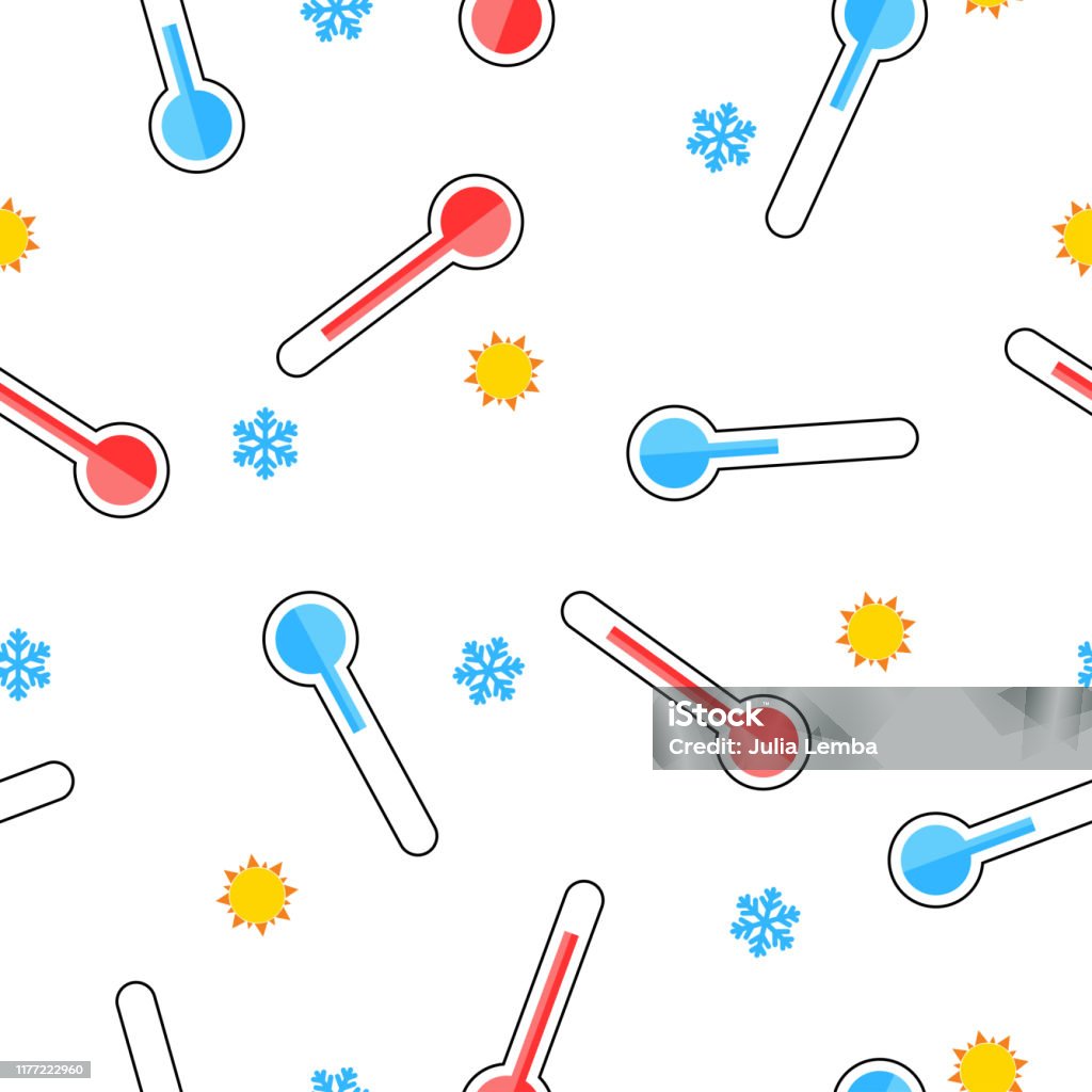 Thermometer Pattern Background Seamless Vector Pattern Of Meteorology Thermometers On White Background ...