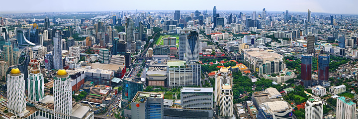 Panoramic View Downtown Bangkok Skyline, Thailand