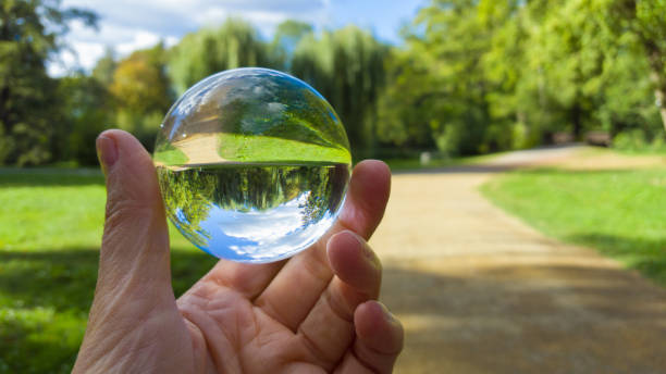 istock Glimpse through the glass ball - way trough a park in summer 1177231314