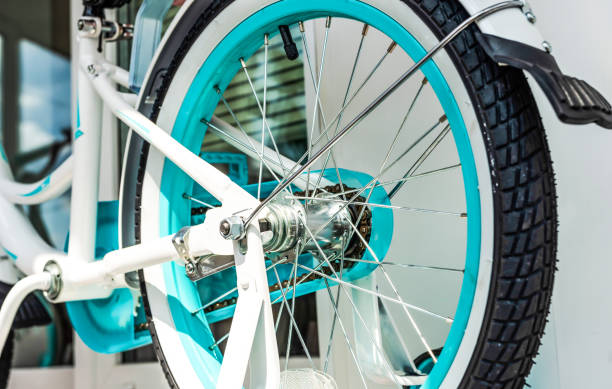 istock Rear wheel from bicycle with turquoise rim 1177232867