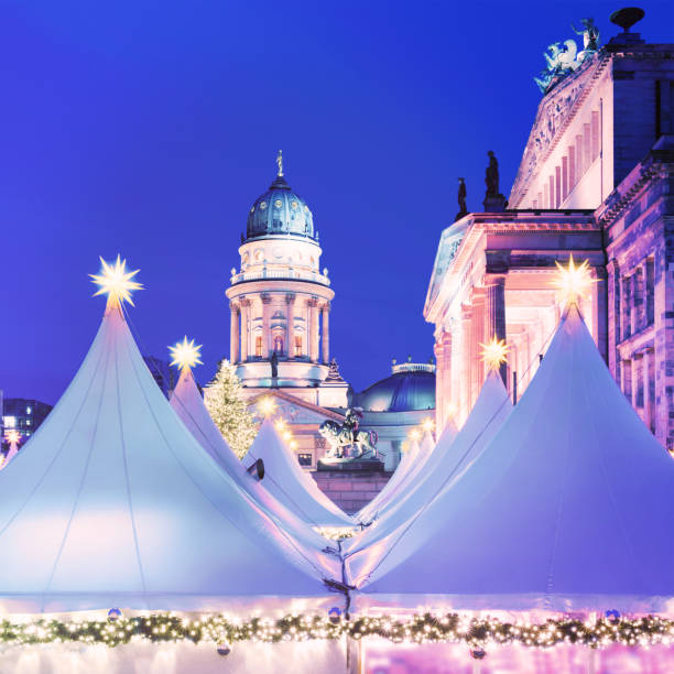 istock Christmas market in Berlin at night, square composition, toned image 1177233085