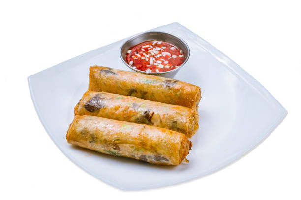 istock fried Spring Roll on white background isolated , Vietnamese Food 1177235324