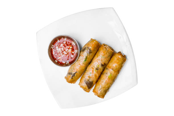 istock fried Spring Roll on white background isolated , Vietnamese Food 1177235351