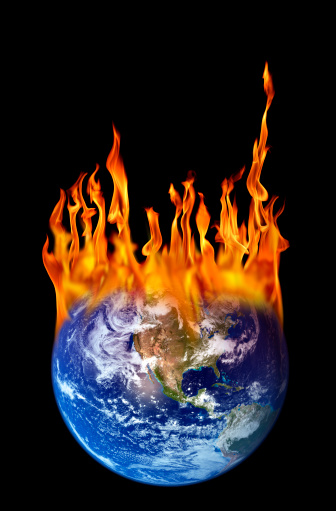 actual photograph of fire flames and word.