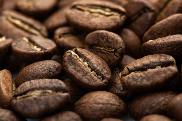 커피 콩 클로즈업 배경입니다. 신선한 구운 - 3675 뉴스 사진 이미지