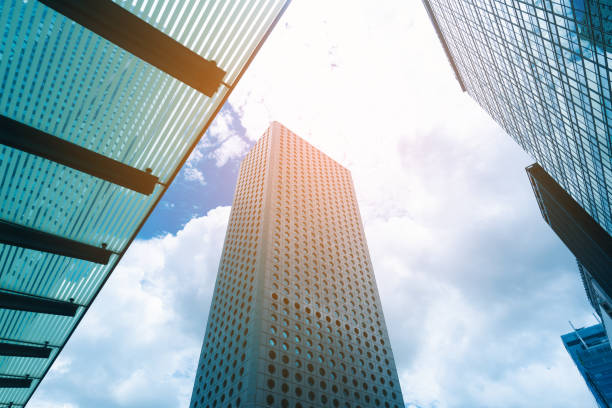 istock skyscraper building in Hong Kong, city view in blue filter 1177242155