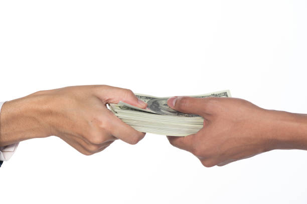 istock money transfer concept, business people isolated on white 1177242932