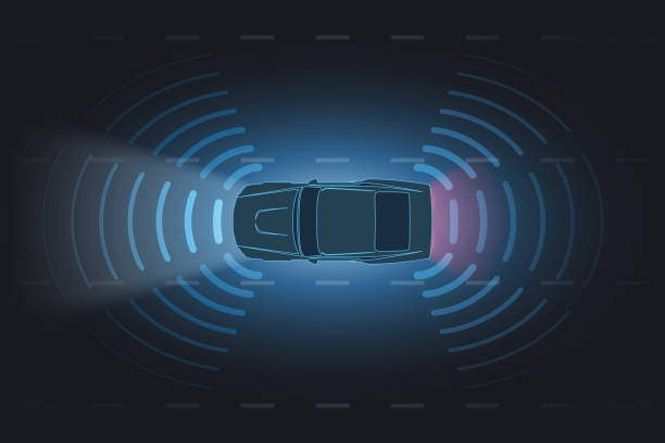 inteligentne skanowanie samochodu na drodze - sensory perception stock illustrations