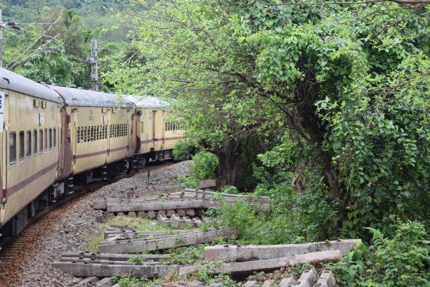 istock Train passing through tunnel and forest Indian railway hd 1177252360