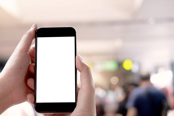 istock Close up Woman hand Using a Smart Phone with blank screen at maket. 1177254950