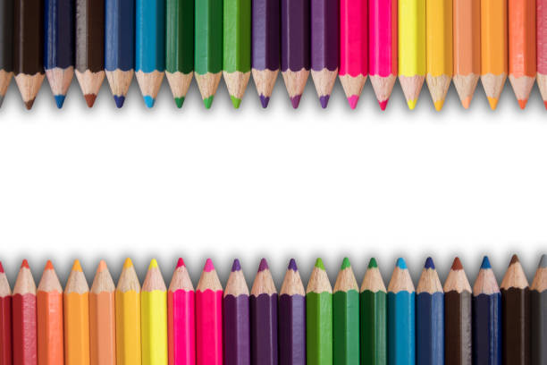 istock Colored pencils of various colors white background 1177261607