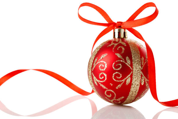 istock Red Christmas ball with ribbon and bow. 1177262073