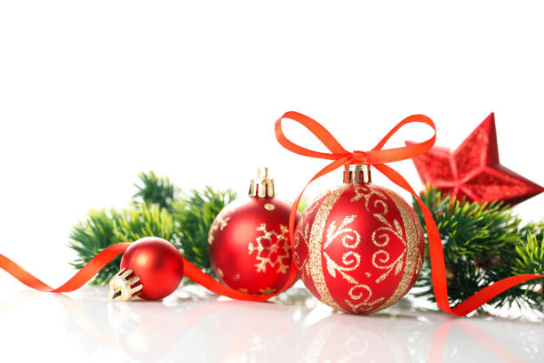 istock Christmas balls and star isolated white background. 1177262174