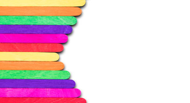 Wooden Popsicle Sticks Color full On a white background