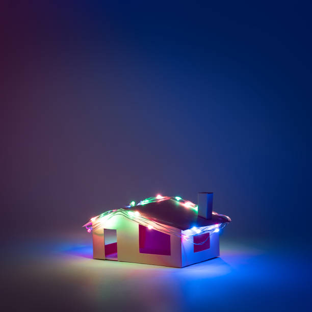 istock Pink house with Christmas decorative lights. 1177265965