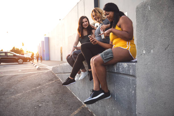 Young women jogging and getting healthy at the park