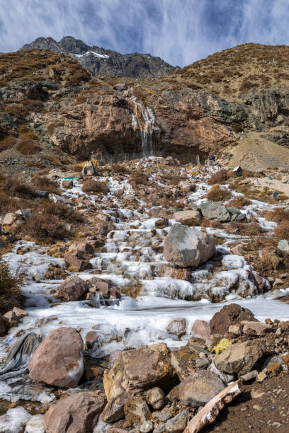 istock Andes mountains inside central Chile an amazing rugged landscape with steep rock faces and an awe scenery with a frozen river icefall and snowcapped mountains inside a wild environment 1177268221