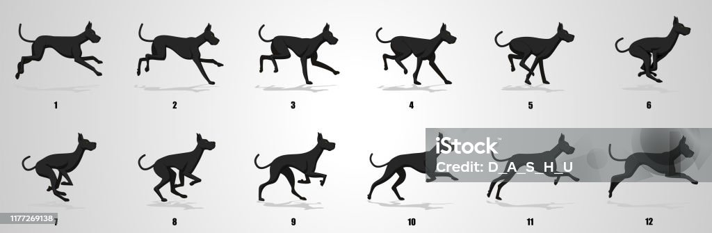 Dog Run Cycle Animation Sequence Stock Illustration - Download Image Now -  Dog, Running, In Silhouette - iStock