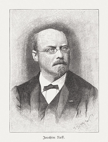 ヨアヒム・ラフ(1822-1882)、ドイツ・スイスの作曲家、木彫り、1885年に出版 - イラスト素材...