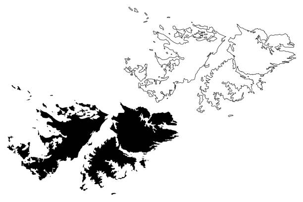 ilustraciones, imágenes clip art, dibujos animados e iconos de stock de islas malvinas (territorio británico de ultramar, reino unido) mapa de ilustración, boceto garabato islas malvinas (malvinas oriental y occidental) mapa - islas malvinas