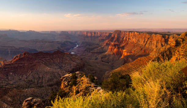 The Colorado River Cuts Through Red Rock at Grand Canyon Arizona stock photo