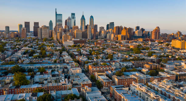 The Sun is Setting on the South Side of Downtown Philadelphia Pennslyvania – Foto