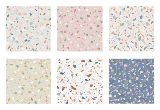 Set of granite stone terrazzo floor texture. Abstract background, seamless pattern. Set of granite stone terrazzo floor texture. Abstract background, seamless pattern. Vector illustration. marble tile colors stock illustrations