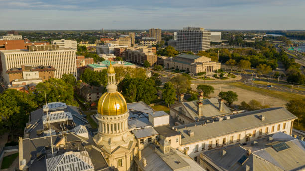 istock Waterfront Section Trenton New Jersey Delaware River and Capital Statehouse 1177275522