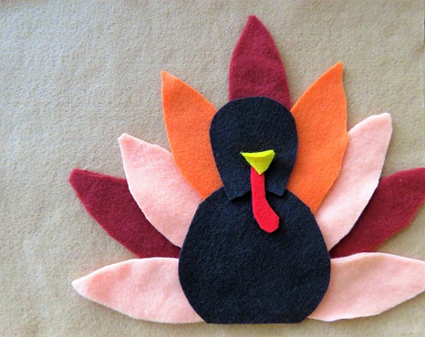 turkey made from felt, copy space