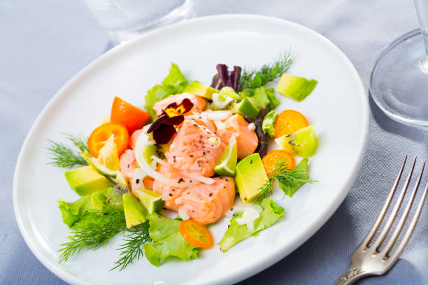 istock Fish ceviche with avocado, kumquat, dill 1177282715