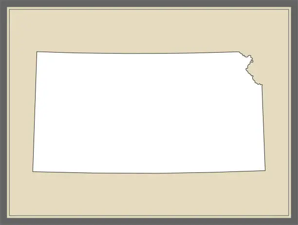 Vector illustration of Kansas outline vector map cartography