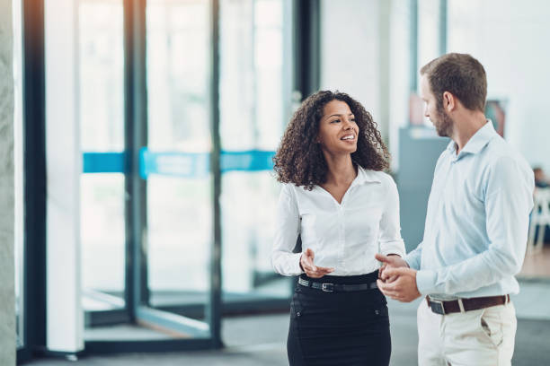 Entrepreneurs walking together and talking