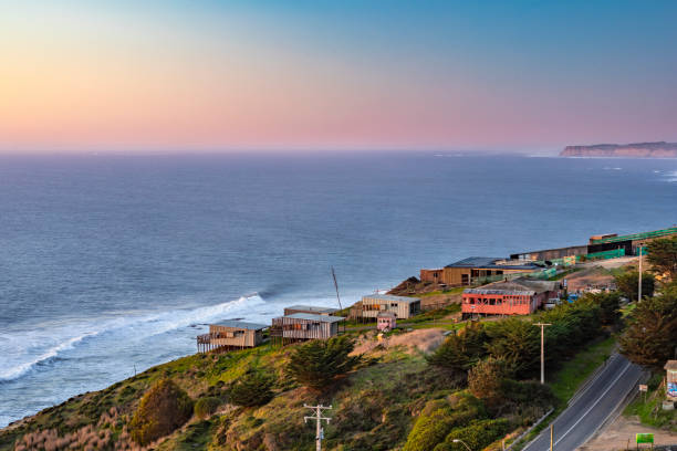 istock An idyllic scenery at Matanzas beach, the waves coming from the Pacific Ocean illuminated by a moody sky during sunset, a colorful Chilean landscape with amazing colors from the sea to the sky 1177287970