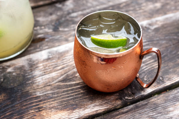 Moscow Mule on an old table stock photo