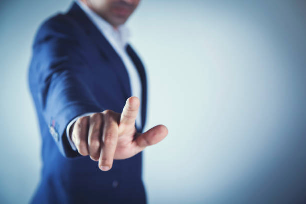 istock business  man finger touching in screen 1177289851