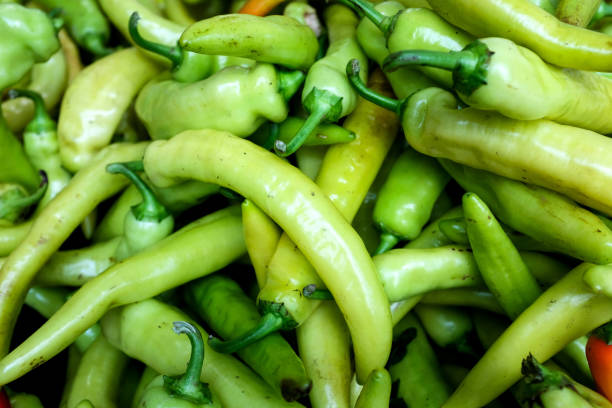 Peppers in a farmers market stock photo