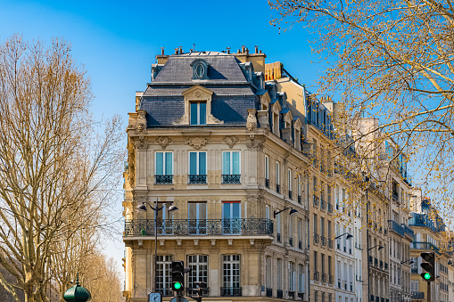 Paris, beautiful building, typical parisian facade