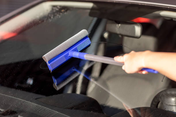 istock Woman wiping a car windshield 1177293031
