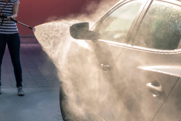 istock Washing a car in a car wash 1177293210