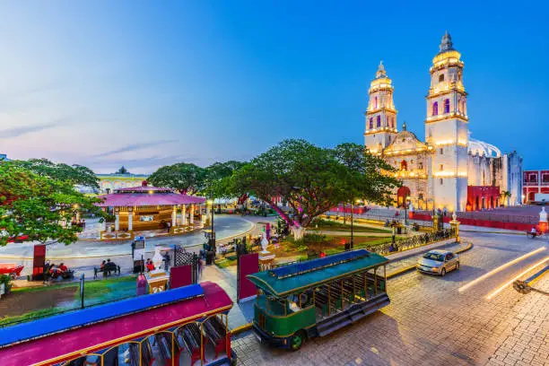 Campeche, Mexico. Independence Plaza in the Old Town of San Francisco de Campeche.