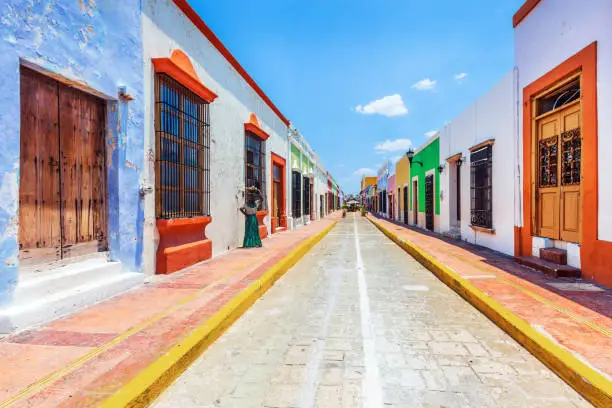 Campeche, Mexico. Street in the Old Town of San Francisco de Campeche.