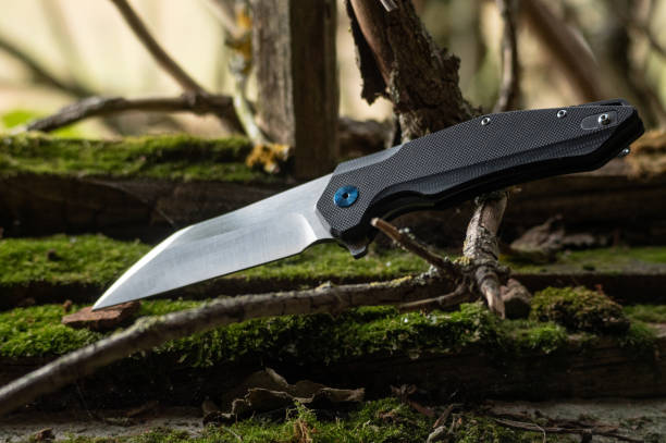 istock Foldable pocket knife for everyday use. With a knife in nature. 1177299668
