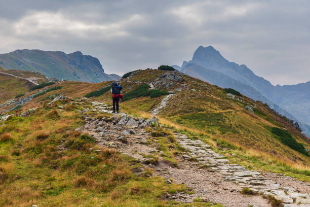 istock Hiker walking along a trail in the mountains 1177302835