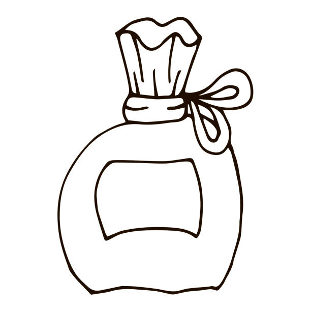 illustrazioni stock, clip art, cartoni animati e icone di tendenza di borsa lineare doodle cartone animato isolata su sfondo bianco. illustrazione vettoriale. - sack bag flour white