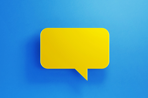 Speech bubble on blue background. Chat icon set. Chatting box, message box. 3D render illustration